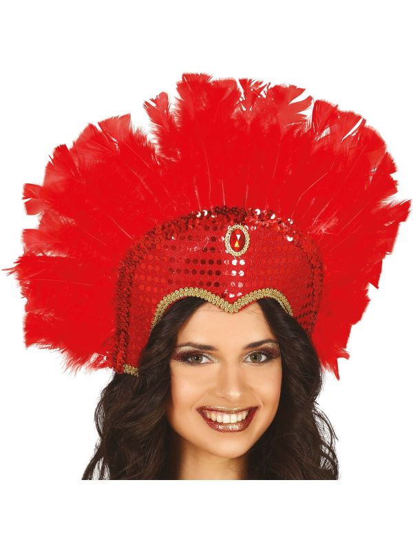 Hoofdtooi Rode Veren Copacabana