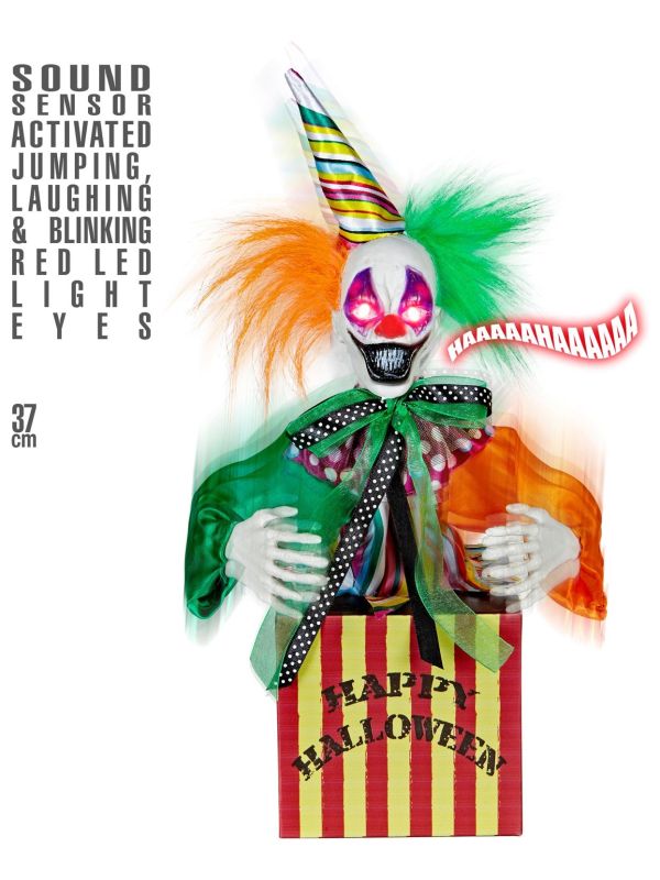 Horror Clown In Doos Halloween Decoratie