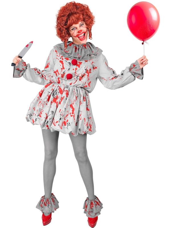 Horror Clown Kostuum Halloween Grijs Dames Heren