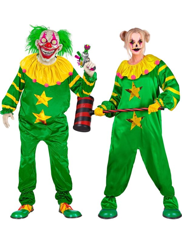 Horror Killer Clown Jumpsuit Groen Dames Heren