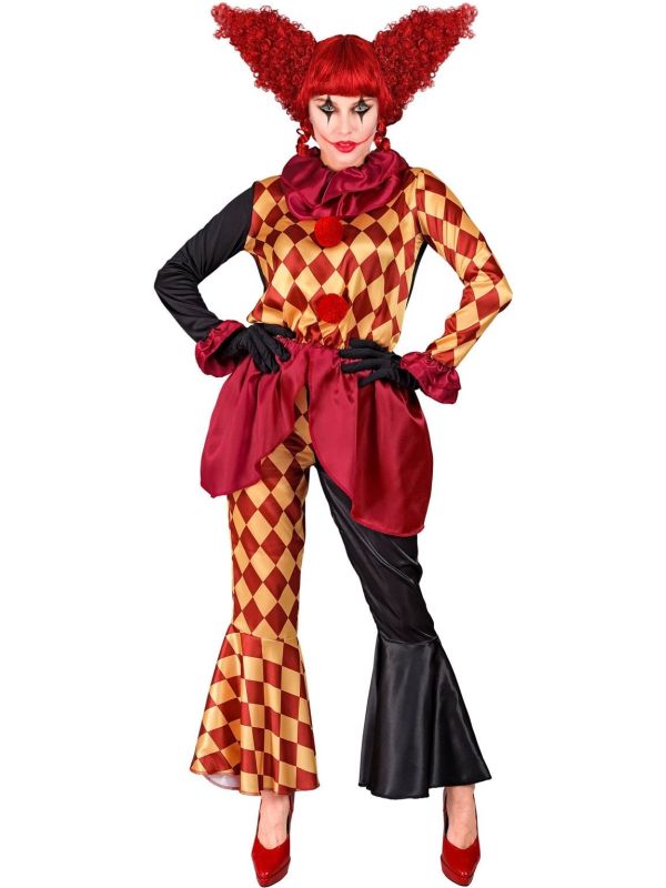 Horror Killer Clown Kostuum Rood Dames