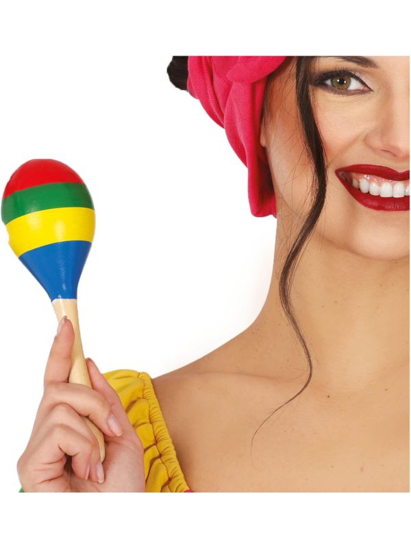Houten Meerkleurige Maraca 20cm