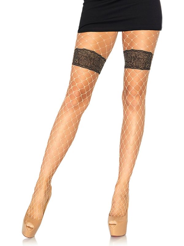 Huidskleurige Netpanty met Kanten Kousenband