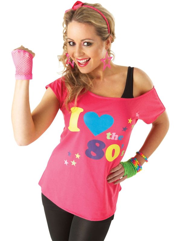I Love The 80s T-Shirt Roze