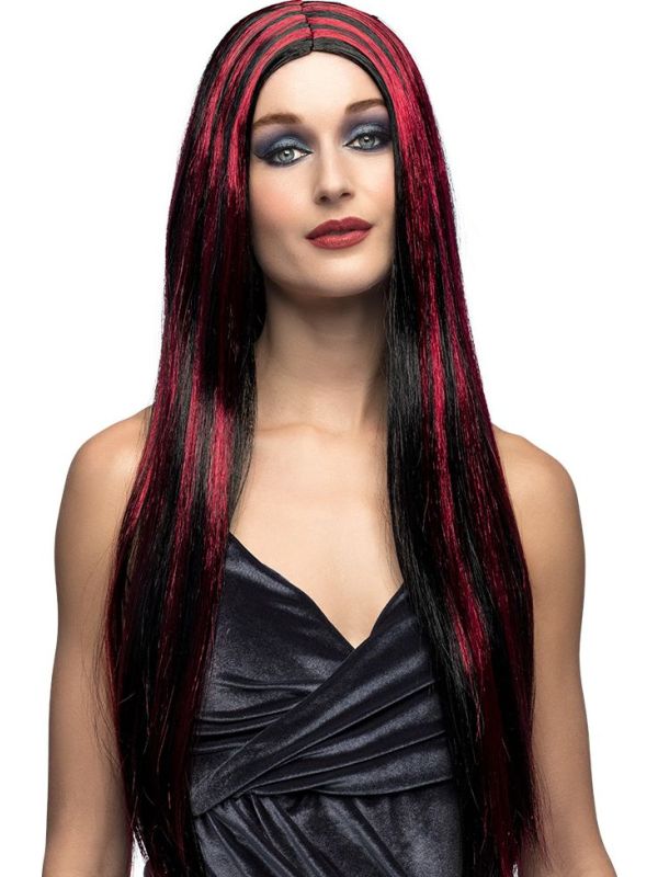 Iona Heksen Pruik Zwart Rood