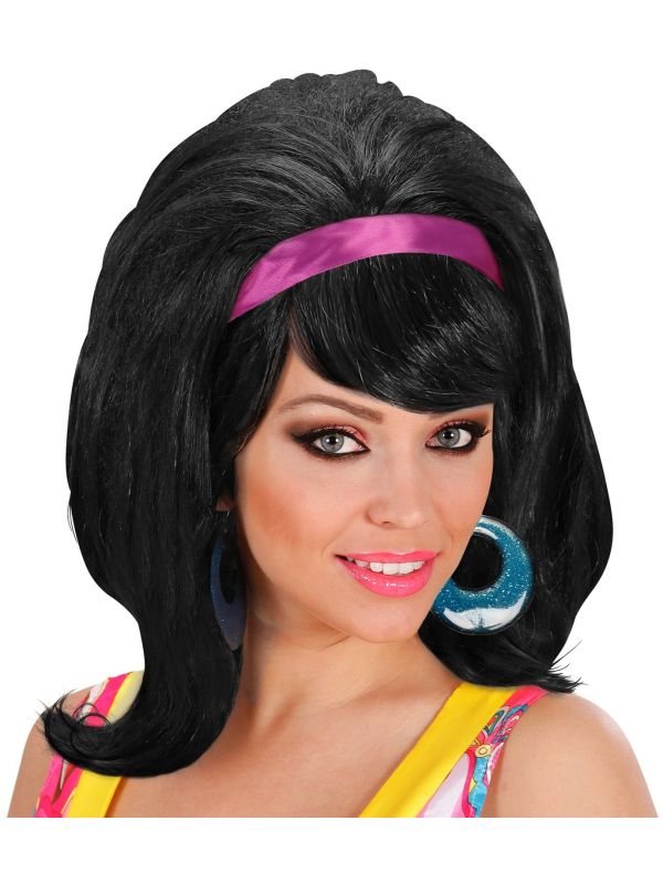 Jaren 60 Zwarte Pruik