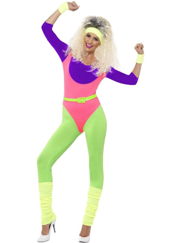 Jaren 80 Neon Fitness Jumpsuit