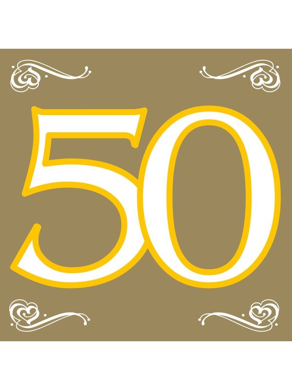 Jubileum 50 Jaar Gouden Servetten 20 Stuks