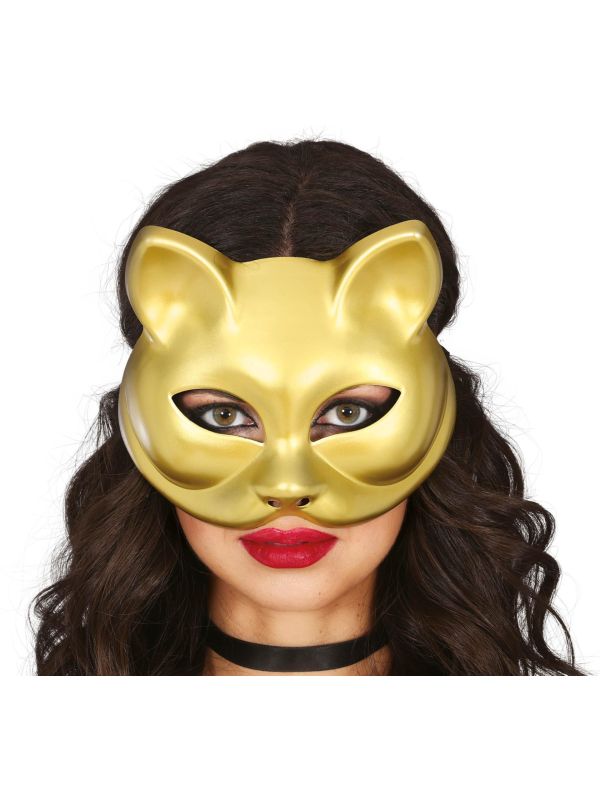 Kat Halfmasker Goud Venetiaans Carnaval