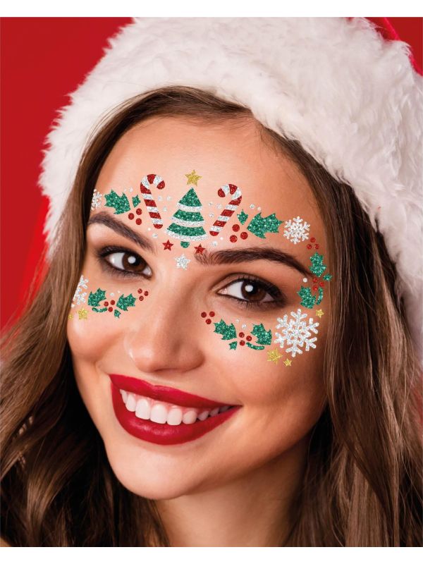 Kerst Face Jewels Christmas Glitter
