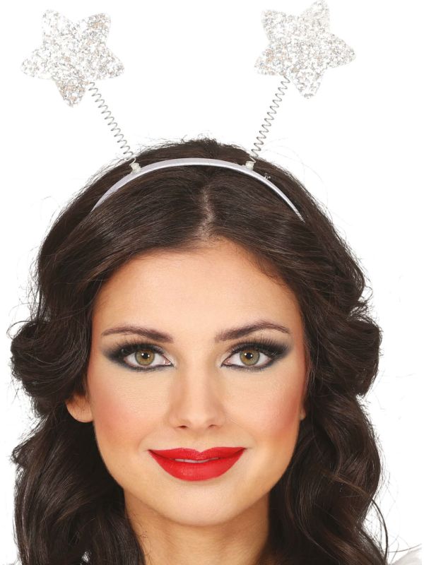 Kerst Haarband met Glitter Sterren Zilver