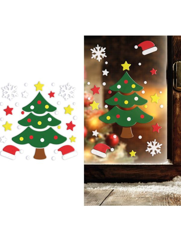 Kerstboom Gel Raamstickers Kerst