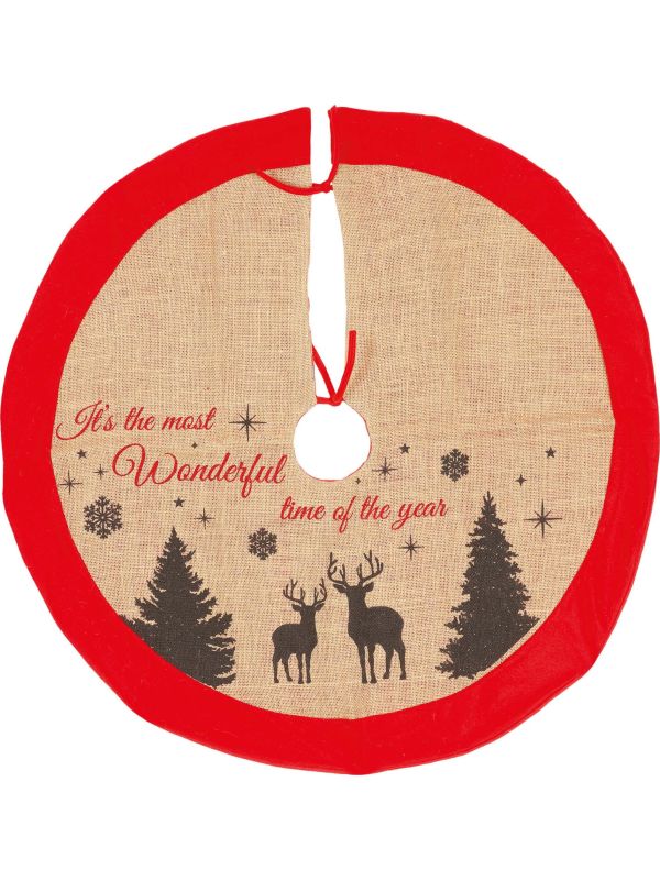 Kerstboom Kleed Jute Rood 85cm