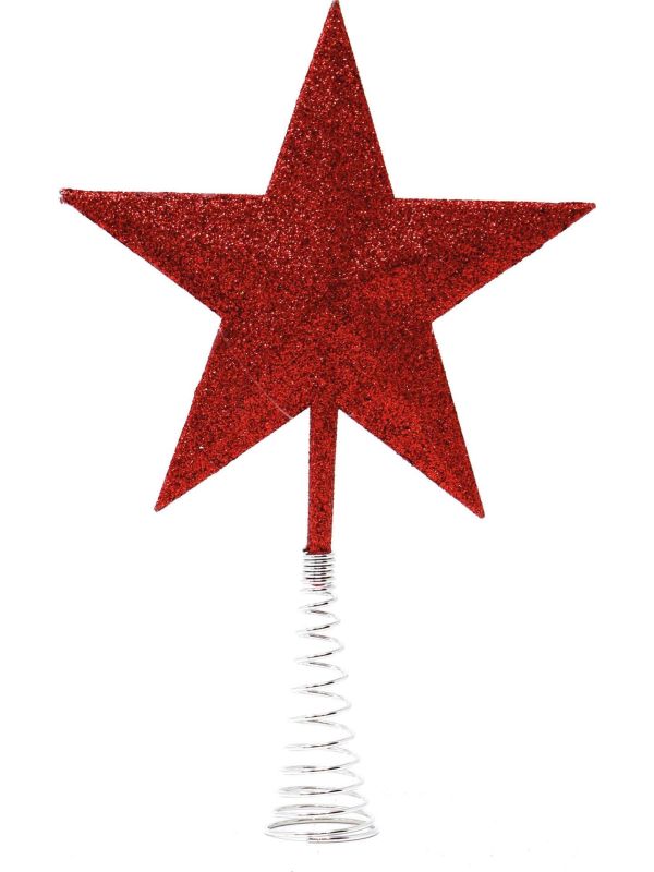 Kerstboom Piek Ster Spiraal Rood 23cm