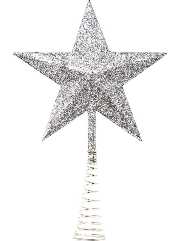 Kerstboom Piek Ster Spiraal Zilver 23cm