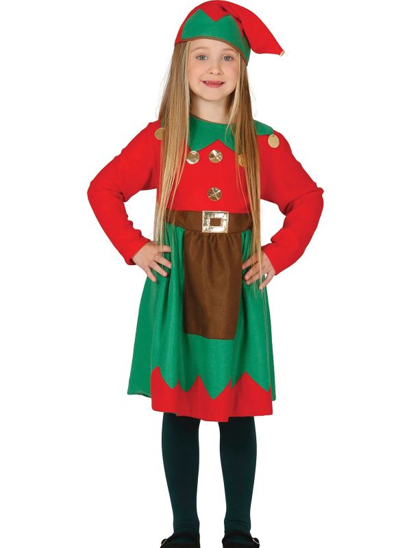Kerstelf Jurkje Groen Meisjes