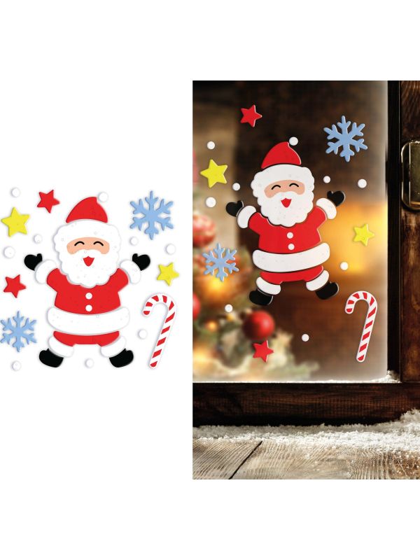 Kerstman Gel Raamstickers Kerst