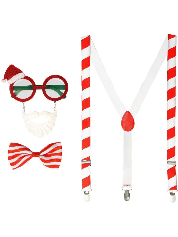 Kerstman Hipster Accessoire Setje