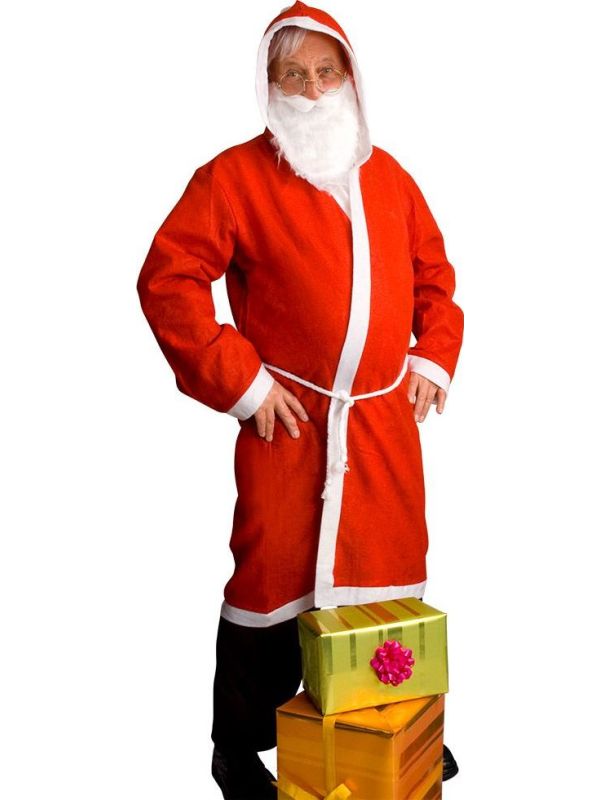 Kerstman Mantel met Kap en Baard