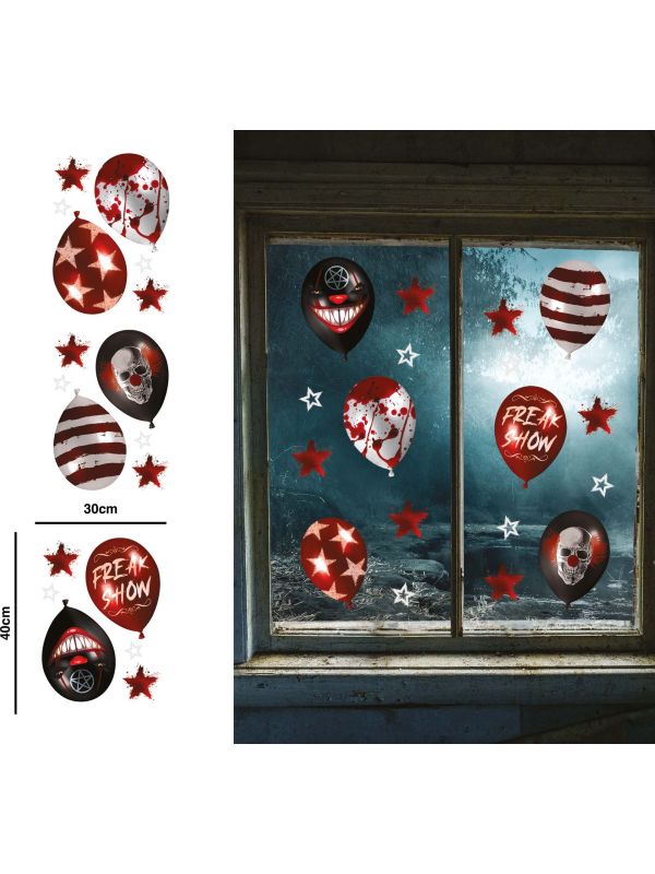 Killer Clown Freak Show Ballonnen Raamstickers