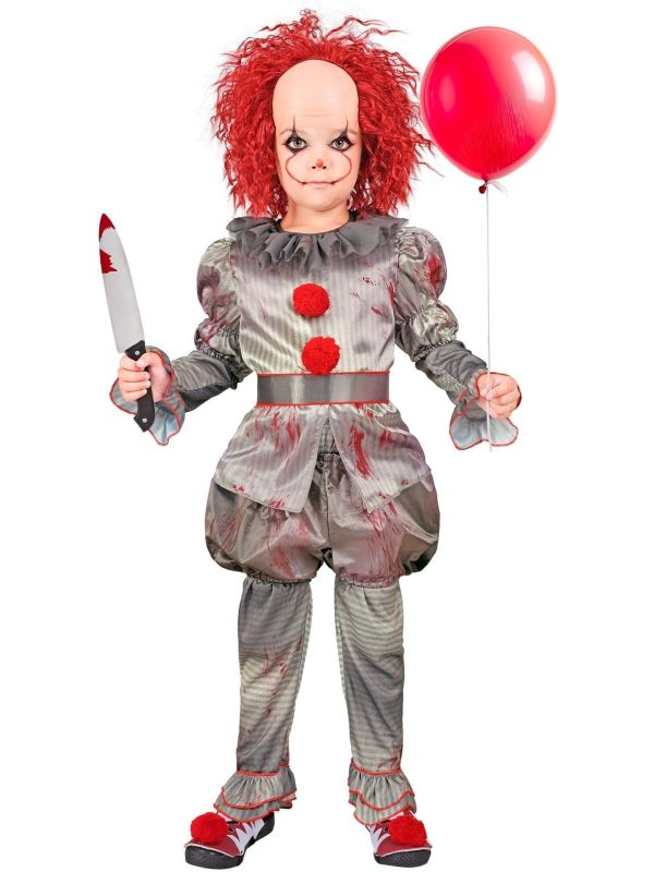Killer Clown Kostuum Halloween Grijs Jongens