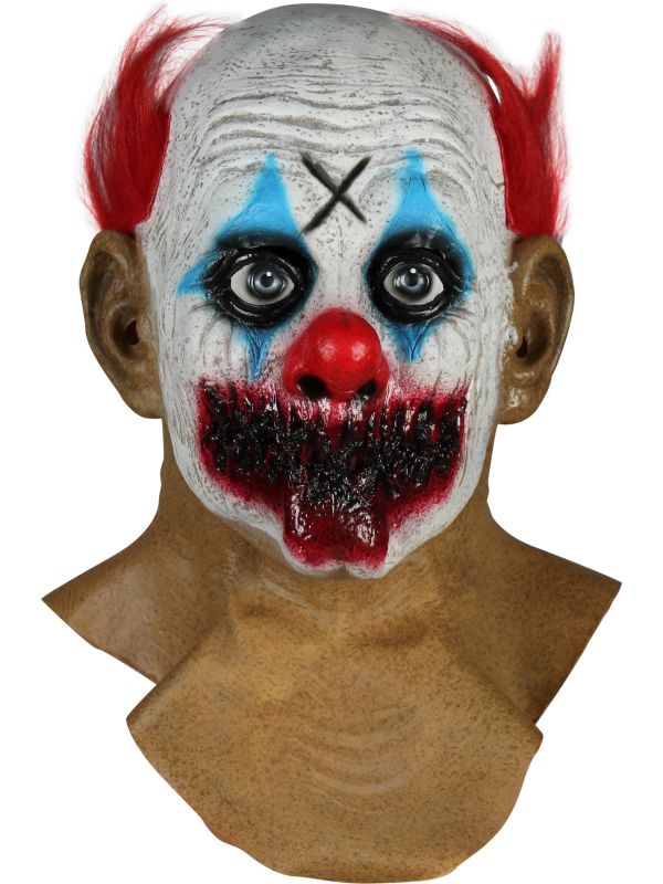Killer Clown Masker met Dichtgenaaide Mond Halloween