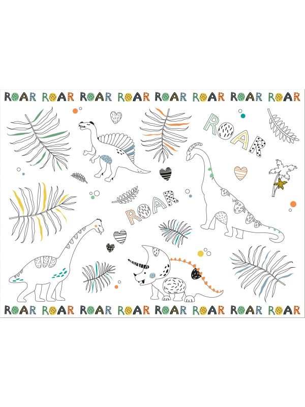 Kinderfeestje Dino Roars Kleurplaat Placemats 6 Stuks