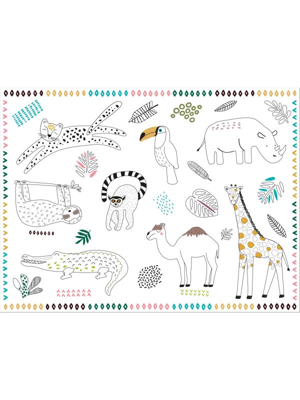 Kinderfeestje Zoo Party Kleurplaat Placemats 6 Stuks