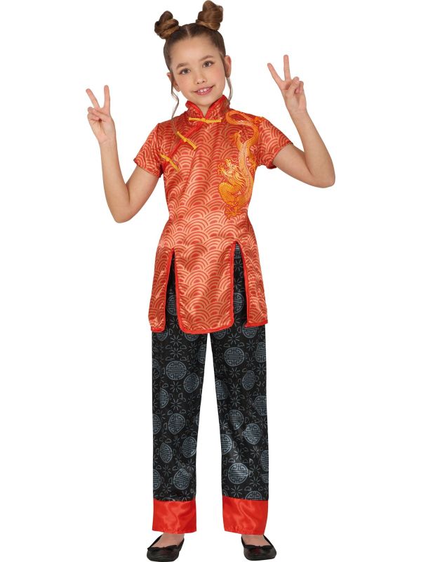Kinderkostuum Chinees Rood/Zwart Meisjes