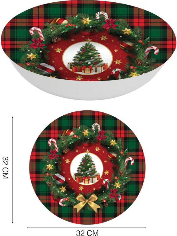 Klassieke Kerstmis Schotse Ruit Schaal Plastic