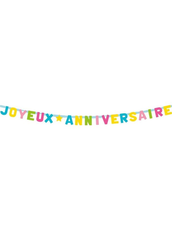 Kleurige Verjaardagsletterslinger 'Joyeux Anniversaire'