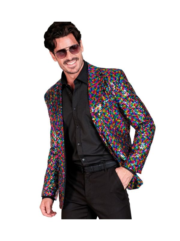 Kleurrijke Pailletten Party Colbert Heren