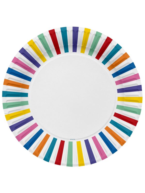 Kleurrijke Streepjes Verjaardag Bordjes 8 Stuks