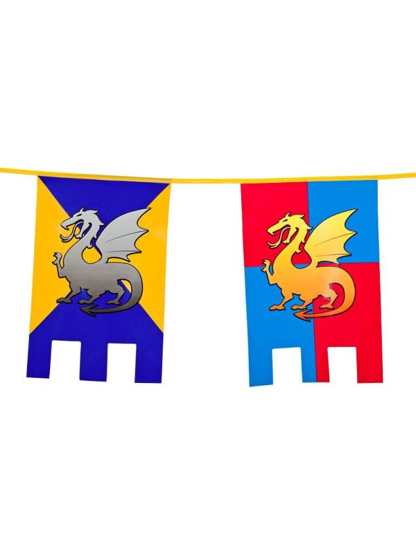 Knights Middeleeuws Thema Vierkante Vlaggenlijn