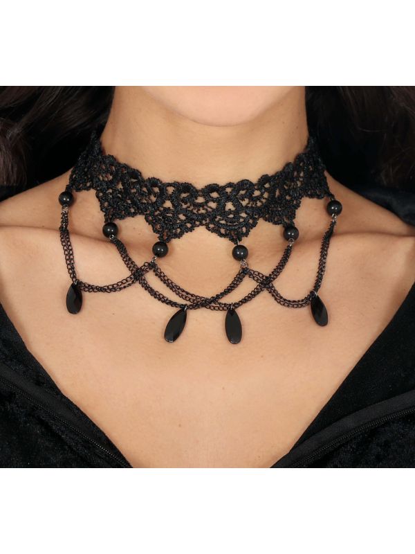 Koninklijke Zwarte Kralen Choker