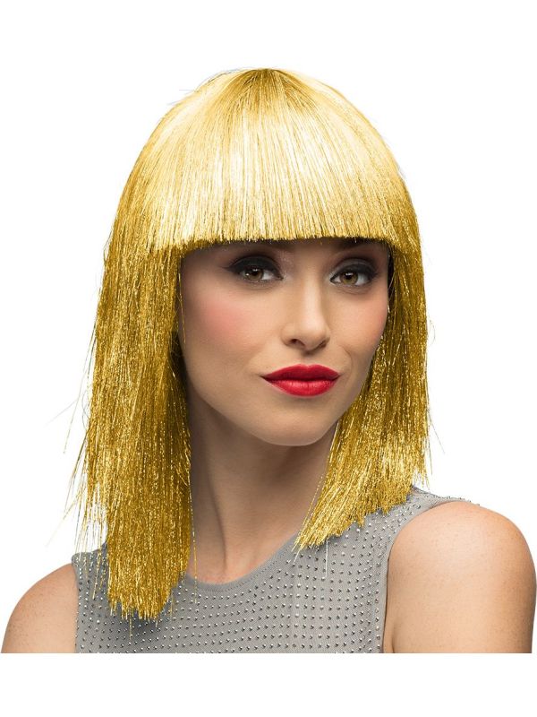 Korte Gouden Glitter Damespruik