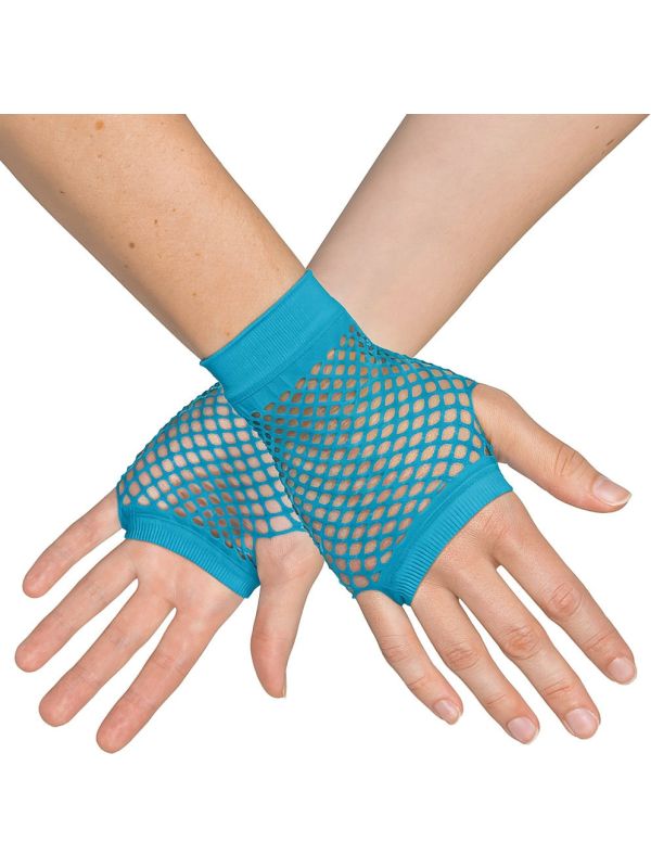 Korte Vingerloze Handschoenen Neonblauw