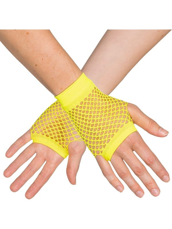 Korte Vingerloze Handschoenen Neongeel