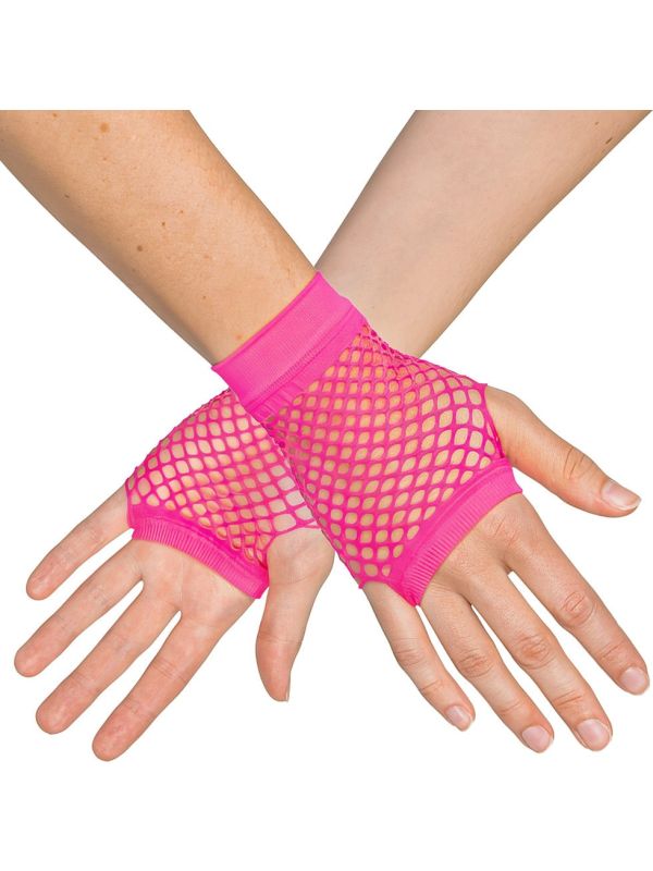 Korte Vingerloze Handschoenen Neonroze