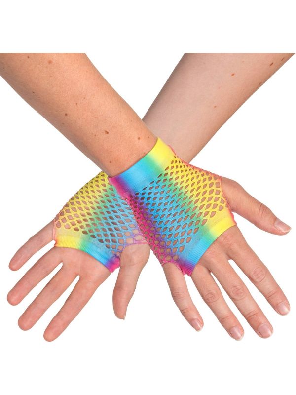 Korte Vingerloze Handschoenen Regenboog