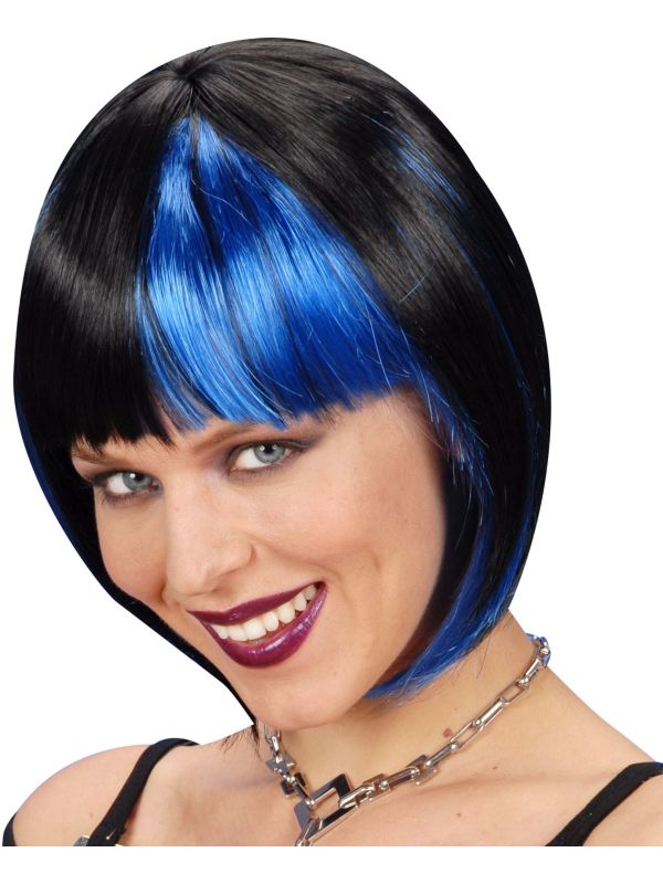 Korte Zwart-Blauwe Pruik