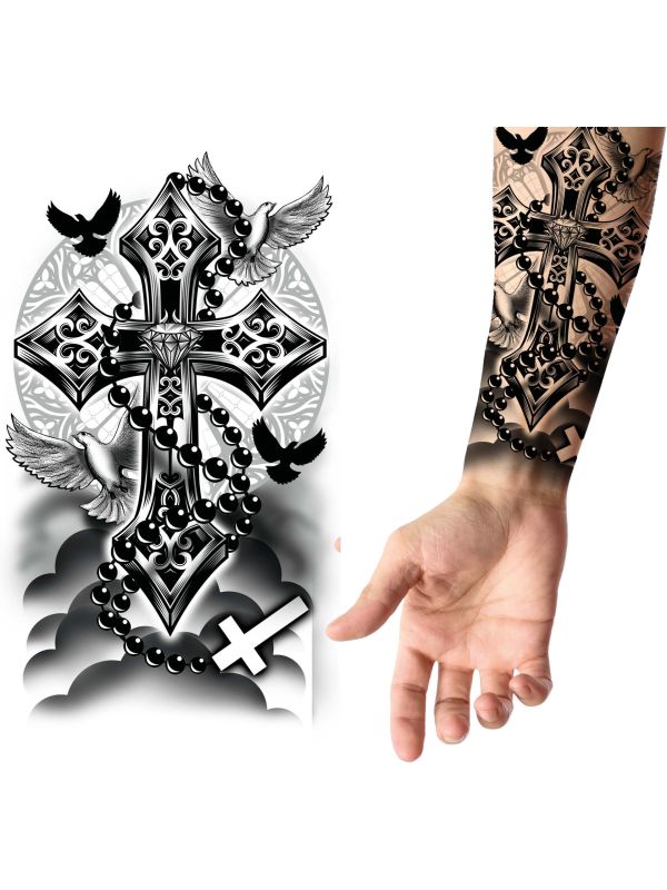 Kruis Plak Tattoo Zwart