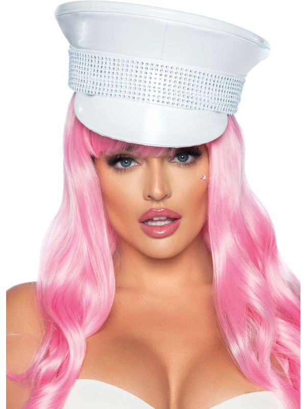 Lakleren Sexy Officiers Pet Wit