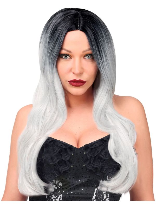 Lange Grijze Vrouwen Pruik