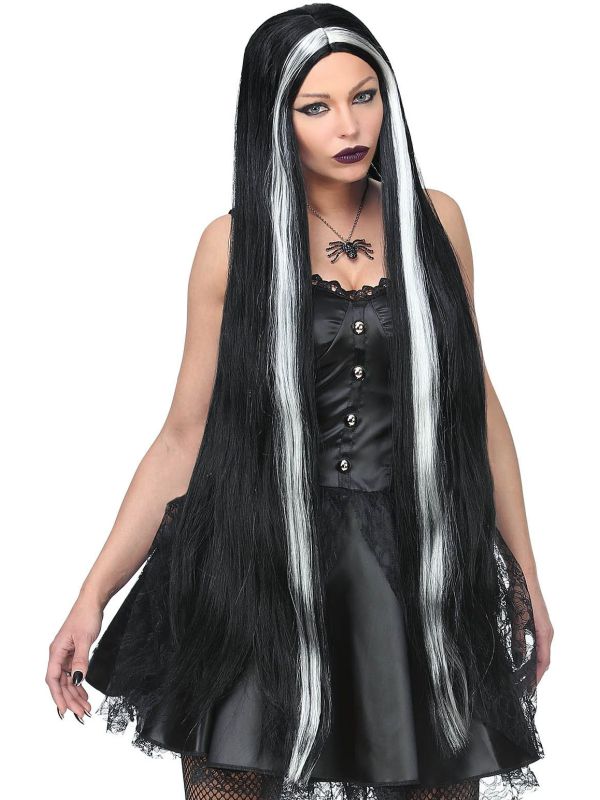 Lange Heksen Pruik Zwart Vrouwen