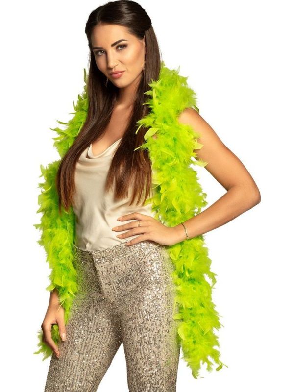 Lange Limoengroen Veren Boa