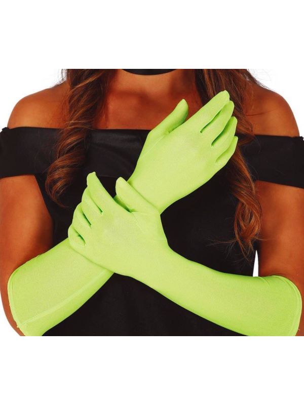 Lange Neon Groene Basic Handschoenen