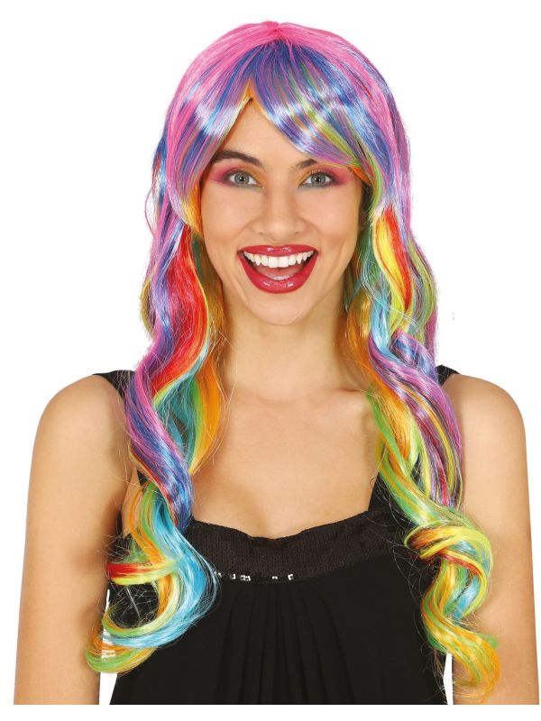 Lange Regenboog Pruik Dames