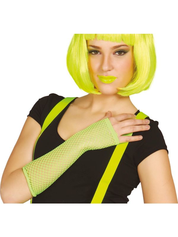 Lange Vingerloze Handschoenen Neon Groen