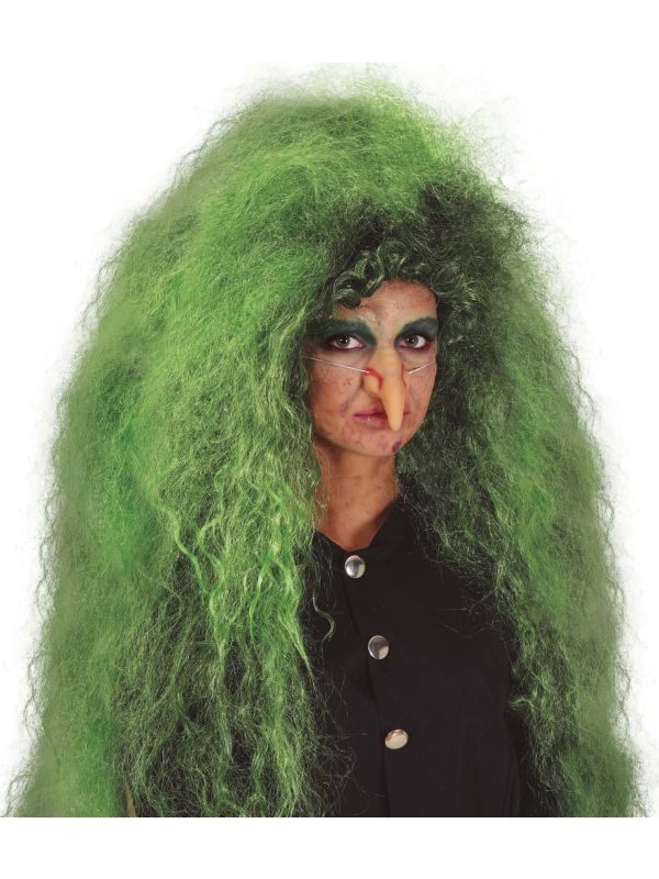 Lange Wilde Heks Pruik Groen